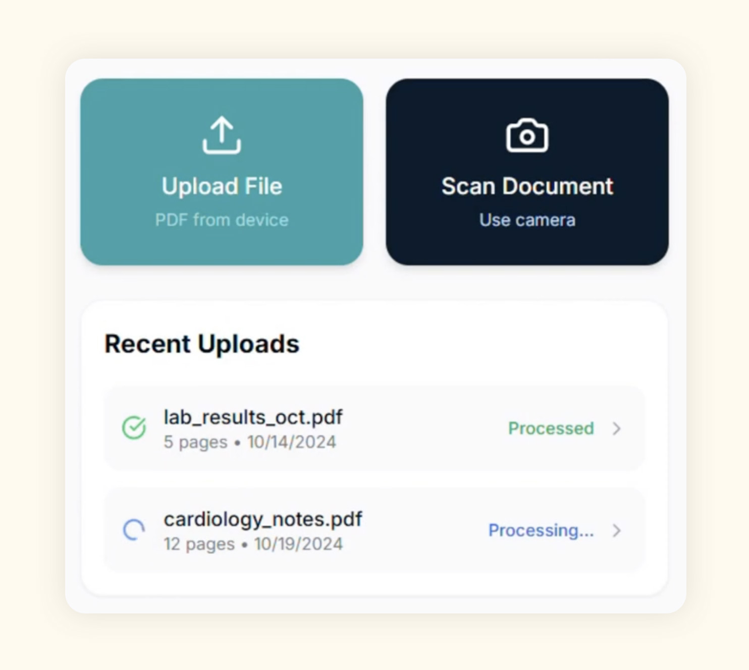 Step One: Patients upload records and connect data